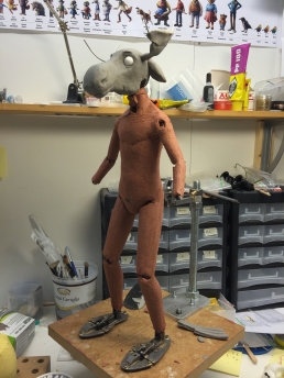 Very early in the progress of sculpting the moose over the armature