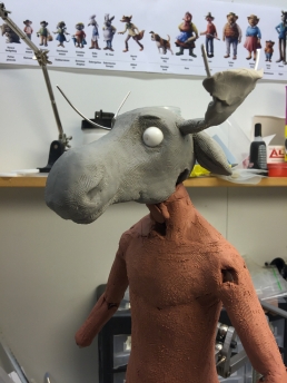 Very early in the progress of sculpting the moose
