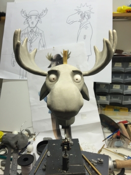 Work in progress on sculpting the moose head